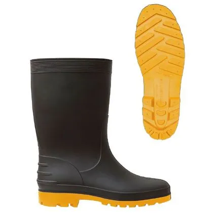 Bota Pvc Media 30cm Sem Forro Solado Amarelo Calfor Max 35 36