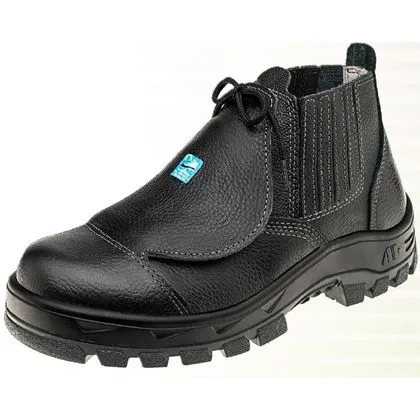 Botina Elastico Biqueira de Composite Pap Met.ext Pu Borr Couro Vaqueta Marluvas Preta 35