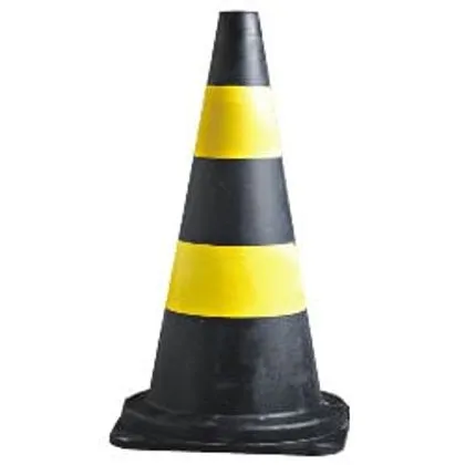 Cone Borracha 50cm Preto Com Faixas Amarelas 50cm Kteli