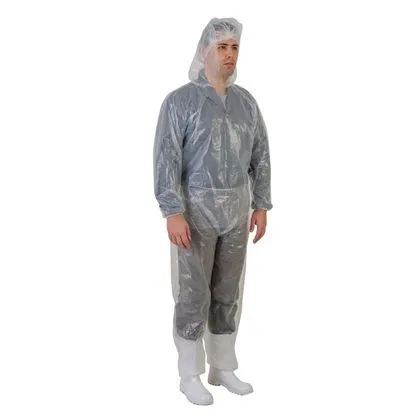 Conjunto Imperm Descartavel Polietileno Capuz Prevemax Transparente