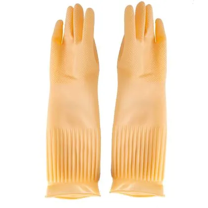 Luva Latex Clorinada 40cm 0,70mm Volk Ranhurada Natural 10