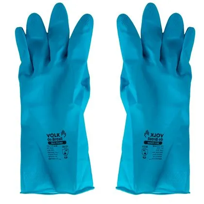 Luva Latex Flocada 30cm 0,35mm Volk Multiuso P azul Royal G