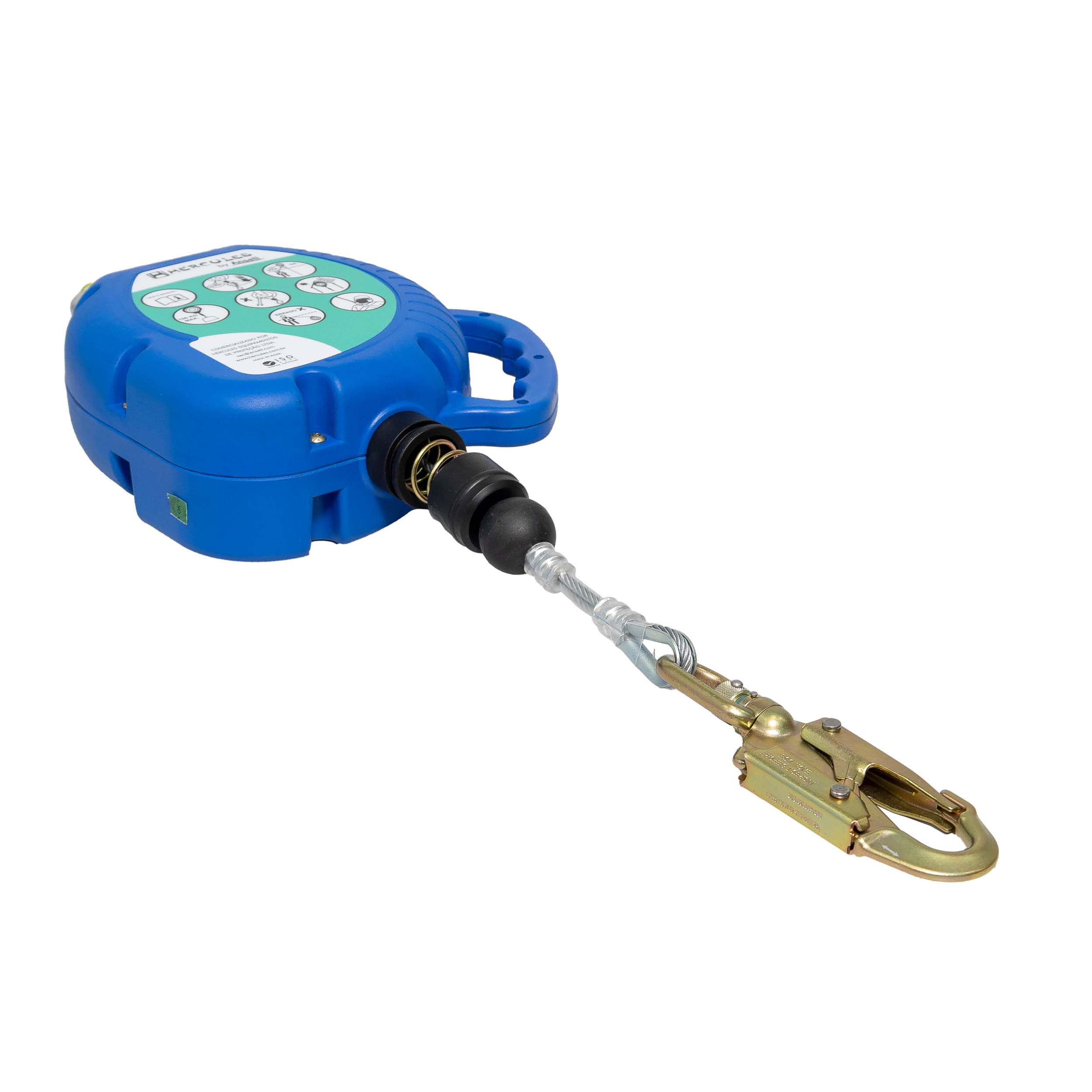 Trava Quedas Retratil Cabo Aço 10m Conector Aco 20mm Hercules Htqr010g - Imagem 3