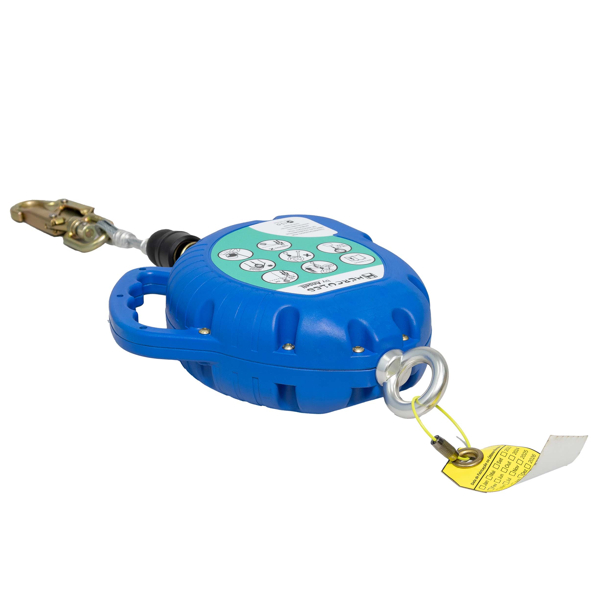 Trava Quedas Retratil Cabo Aço 10m Conector Aco 20mm Hercules Htqr010g - Imagem 4