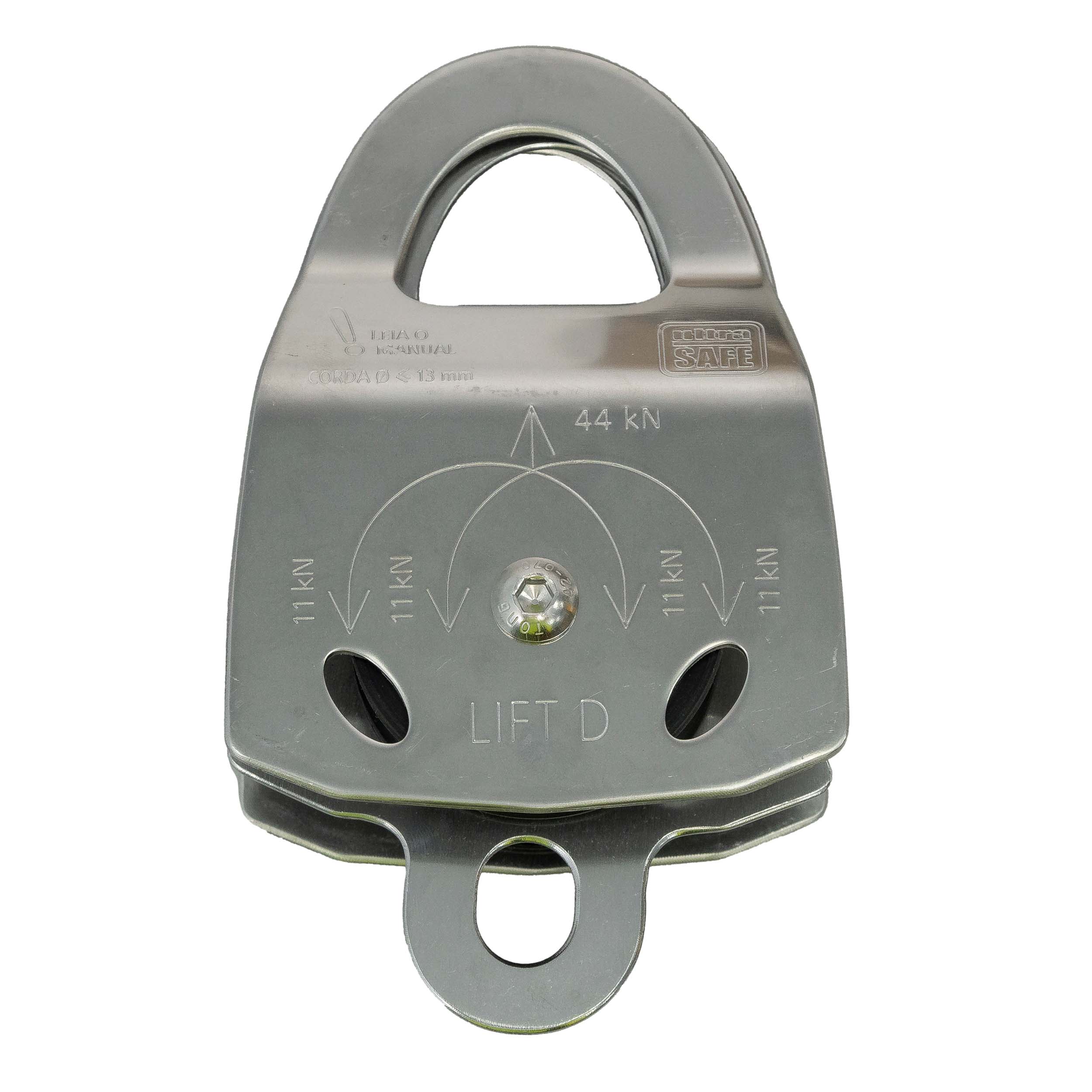 Polia Dupla Aco Inox Corda 13mm 44kn Ultrasafe Lift d Usp400870100 - Imagem 2