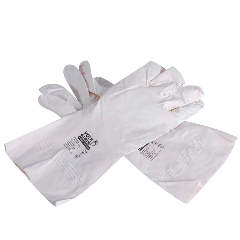 Luva Nitrilica Clorinada 33cm 0,28mm Volk Sem Forro Branco G - Imagem 3