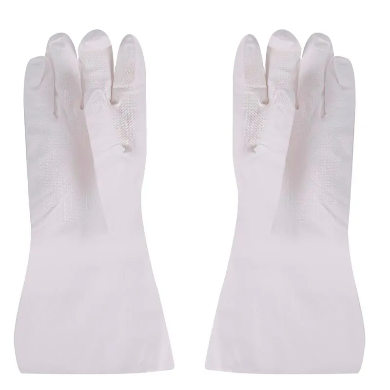 Luva Nitrilica Clorinada 33cm 0,28mm Volk Sem Forro Branco G - Imagem 2