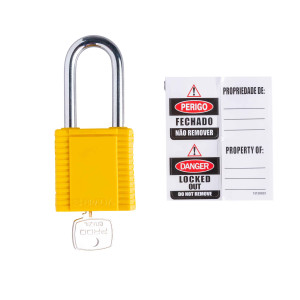 CADEADO PLAST BLOQUEIO HASTE METAL SEG DIFERENTES 4,7CM BRADY EXPRESS AMARELO