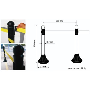 PEDESTAL PLASTICO ORGANIZADOR FITA RETRATIL TUBOART 106CM